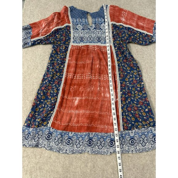 Sundance Dress Womens LG Blue Floral Embroidered Talulah Boho Peasant Tiered - Picture 14 of 16